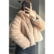 Zf Butik Kadın Kısa Kürk Vizon Gizli Cepli 55 cm