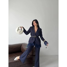 Zf Butik Premium Dantel Detaylı Blazer Ceket Ispanyol Paça Takım