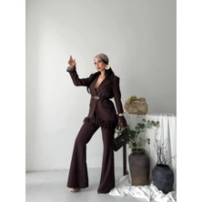 Zf Butik Premium Dantel Detaylı Blazer Ceket Ispanyol Paça Takım