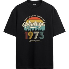 Colermi 1973 Nostalji Oversize Tişört - Retro Gün Batımı & Doğa Silhouettes