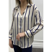 Zf Butik Çizgili Saten Gömlek