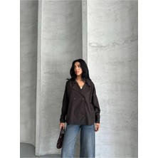 Zf Butik Kadın Omuz Manşetli Crop Trençkot Kahverengi Kısa Kesim