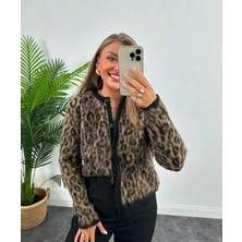 Zf Butik Swc Kadın Yumoş Hırka Kaşmir Dokulu Leopar Hırka