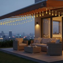 Skygo Damla Şeklinde 50 LED Güneş Enerjili Bahçe Balkon Aydınlatma 7 Metre Işık