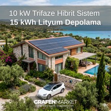 Grafen Market 10 Kw Trifaze 15 Kwh Lityum Depolama Hibrit Paket Sistem