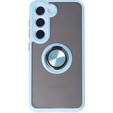 Motto Ticaret Mey Ithalat®  Samsung Galaxy S23 Kılıf Montreal Yüzüklü Silikon Kapak - Buz Mavi