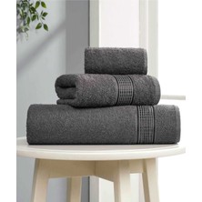 Mira Home 3 Lü Banyo Havlusu Seti Pamuklu Ritim Antrasit