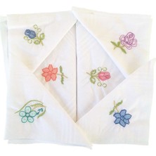 Mira Home Hediyelik Işlemeli Bayan Mendili 12 Adet 28X28 cm 100 Pamuk