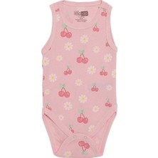 Hellobaby Kız Bebek Body Kiraz Baskılı Çıtçıtlı Bisiklet Yaka Atlet
