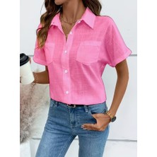 Eycawear Kadın Kısa Kollu Yakalı Önden Düğmeli Gömlek