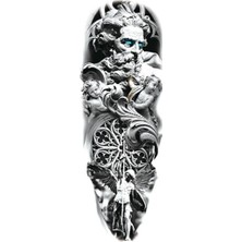 Hediye Vakti Erkek Geçici Dövme Tam Kol - Poseidon ve Melek Figürlü Büyük Boy Su Geçirmez Geçici Tattoo