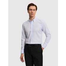 Cacharel Erkek Açık Mavi Slim Fit %100 Pamuk Yakası Düğmeli Oxford Gömlek 50325041-VR003