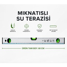 Badem10 Mıknatıslı Alüminyum Su Terazisi 60 cm Profesyonel Kullanıma Uygun Hassas Hizalama Terazisi