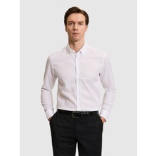Cacharel Erkek Beyaz Slim Fit %100 Pamuk Yakası Düğmeli Oxford Gömlek 50325041-VR013