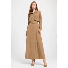 Ftz Women Kadın Krep Elbise  Kakao 31378