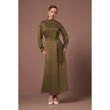 Ftz Women Kadın Ipek Kupra Elbise  Haki 31303