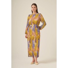 Ftz Women Kadın Şifon Pliseli Elbise  Olive 31307