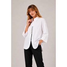 Ftz Women Kadın Cotton Taşli Gömlek  Beyaz 31390