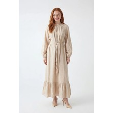 Ftz Women Kadın Balon Kol Helena Elbise  Beige 31407