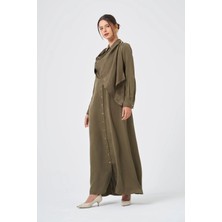 Ftz Women Kadın Ipek Kupra Elbise  Haki 31356