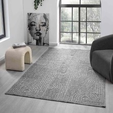Pera Halı Antrasit Gri Geometrik Desenli Yumuşak Halı - DK623AL