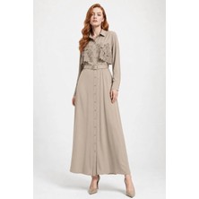 Ftz Women Kadın Krep Elbise  Beige 31378