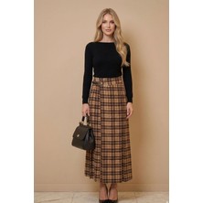 Ftz Women Kadın Ekoseli Etek  Beige 31357