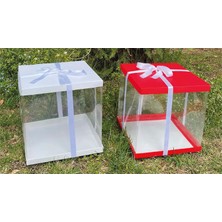 ISP Hediye Beyaz Kırmızı Çeyiz Bohça Kutusu 2"li Takım Seti (30*30*30)