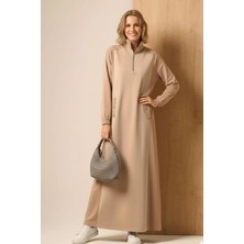 Ftz Women Kadın Scuba Spandex Elbise  Beige 31260