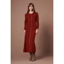 Ftz Women Kadın Taş Detay Elbise  Kiremit 25253
