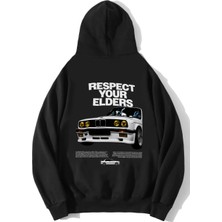 Brz Collection Unisex Oversize Respect Your Elders Bmw Hoodie Siyah