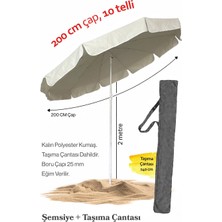 Düvenci Toptan Krem Renkli 200 cm Çap ve 10 Telli Plaj Şemsiyesi + Şemsiye Kılıfı, Bidonsuz