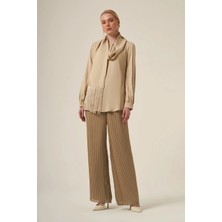 Ftz Women Kadın Doğal Elyaf Şal Detay Takım  Beige 31335