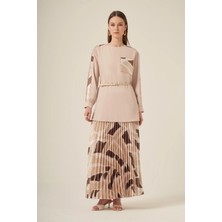 Ftz Women Kadın Plise Etekli Takım  Beige 31309