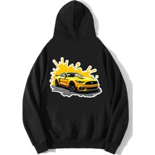 Brz Collection Unisex Oversize Yellow Ferrari Hoodie Siyah