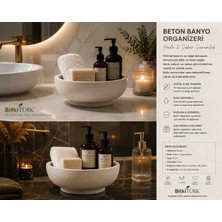 🛁 Bitkitürk El Yapımı Beton Banyo Organizeri | Havlu ve Sabun Düzenleyici | Dekoratif Banyo Kasesi 19 cm