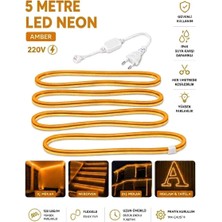 Ookay Led 220V Amber Neon LED 5 Metre Halinde Fiş ile Birlikte