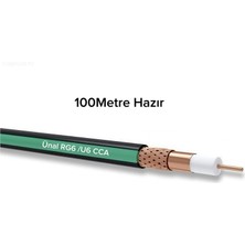 Ünal Kablo Ünalkablo Rg6/u6 Ccs Cca Uydu Anten Kablosu 100 Metre Hd 4K 1080P( F Konnektör Hazır)