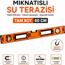 Badem10 Mıknatıslı Alüminyum Su Terazisi 60 cm Hassas Ölçüm Güçlü Mıknatıslı Profesyonel Terazi
