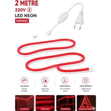 Ookay Led 220V Neon LED 2 Metre Kırmızı Fiş ile Birlikte