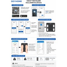 Deyhome Akıllı Bluetooth Vücut Analiz Baskülü 180 kg Dijital Tartı Yağ Kas Su Oranı Ölçer LCD Ekran