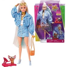 Barbie Extra Bebek ve Köpeği Uzun Saçlı Bükülebilen Eklemli HHN08
