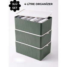 Le Paon 3'lü Çok Amaçlı Düzenleyici Kutusu Seti - 4 Litre Kapaklı Dolap ve Çekmece Içi Lüks Organizer Takımı
