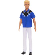 Barbie Yakışıklı Ken Model Bebekler HRH25 Mavi Renkli Desenli Erkek Bebek Koleksiyonu
