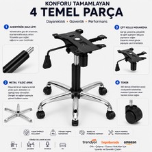 Kübra Büro Ofis Koltuğu Tamir Seti Metal Ayaklı Dayanıklı Amortisör 5’li Teker Çift Kollu Mekanizma