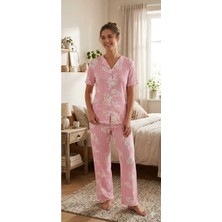 Asel Kadın Kısa Kollu Fiyonk Detaylı Likralı Pegasus Pijama Takımı