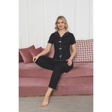 Asel Kadın Fiyonk Detaylı Kısa Kol Likralı Pegasus Pijama Takımı