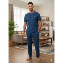 Asel Erkek Kısa Kollu Cepli Likralı Penye Kumaş Pijama Takımı