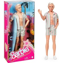 Barbie Movie Ken Bebek HPJ97 Çizgili Desenli Plaj Kıyafetiyle 4+ Yaş İçin Eğlenceli Karakter