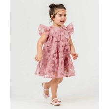 Butik Kız Çocuk Özel Tasarım Çiçek Desenli Elbise